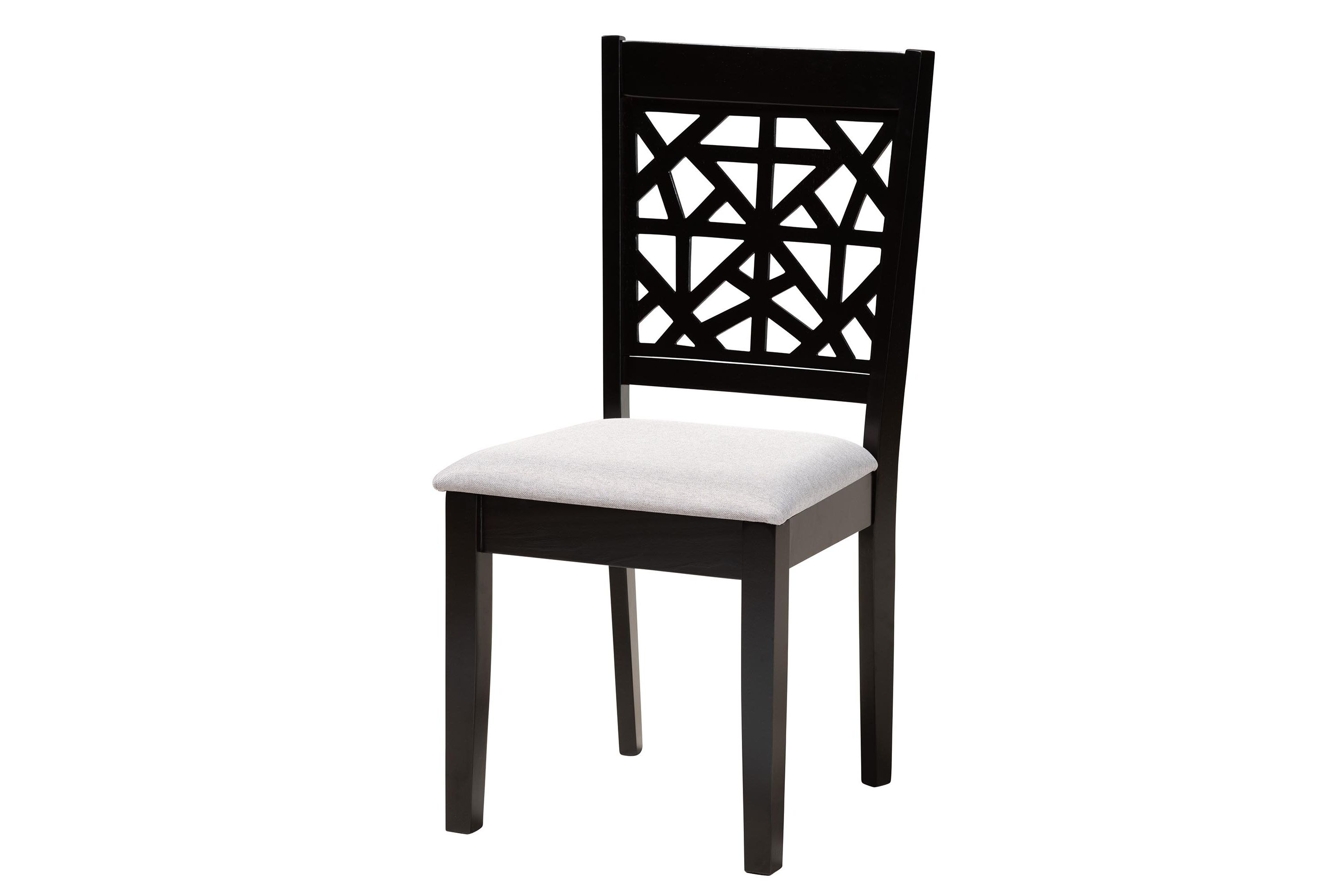 Jamie Moden Grey Fabric and Dark Brown Finished Wood 5-Piece Dining Set