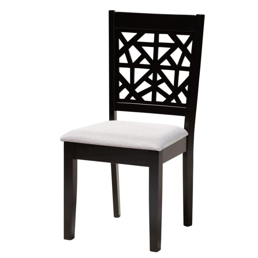 Jamie Moden Grey Fabric and Dark Brown Finished Wood 5-Piece Dining Set