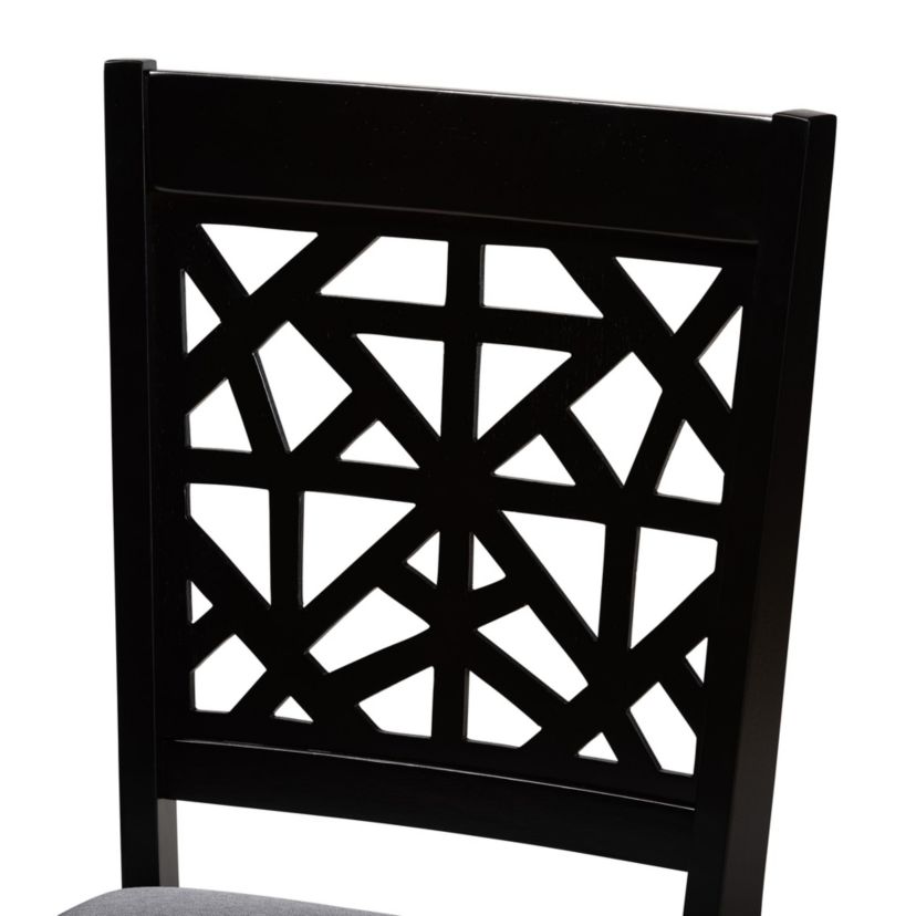 Jamie Moden Grey Fabric and Dark Brown Finished Wood 5-Piece Dining Set