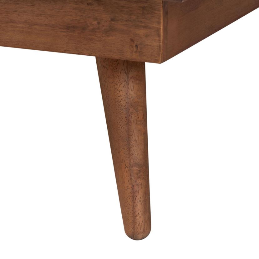 Delfina Mid-Century Modern Dark Grey Fabric and Walnut Brown Finished Wood King Size Platform Bed