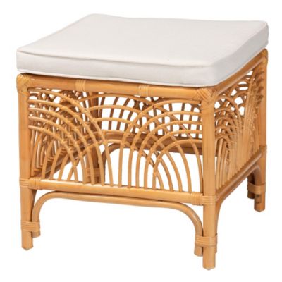 bali & pari Materra Modern bohemian Natural Rattan Footstool