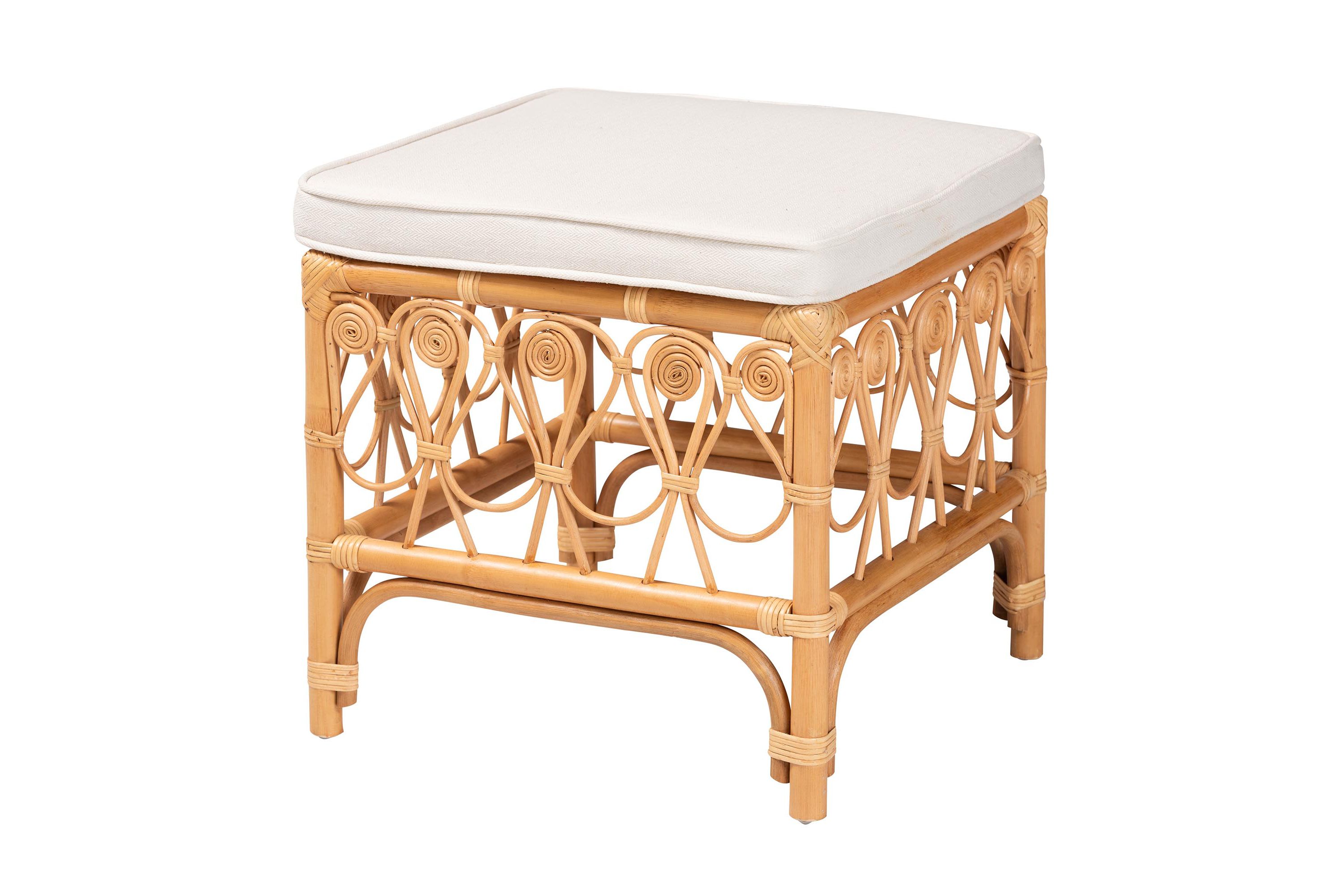 Ibiza Modern bohemian Natural Rattan Footstool