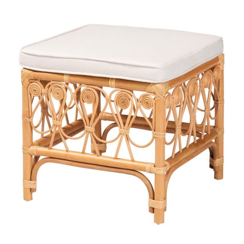 Ibiza Modern bohemian Natural Rattan Footstool