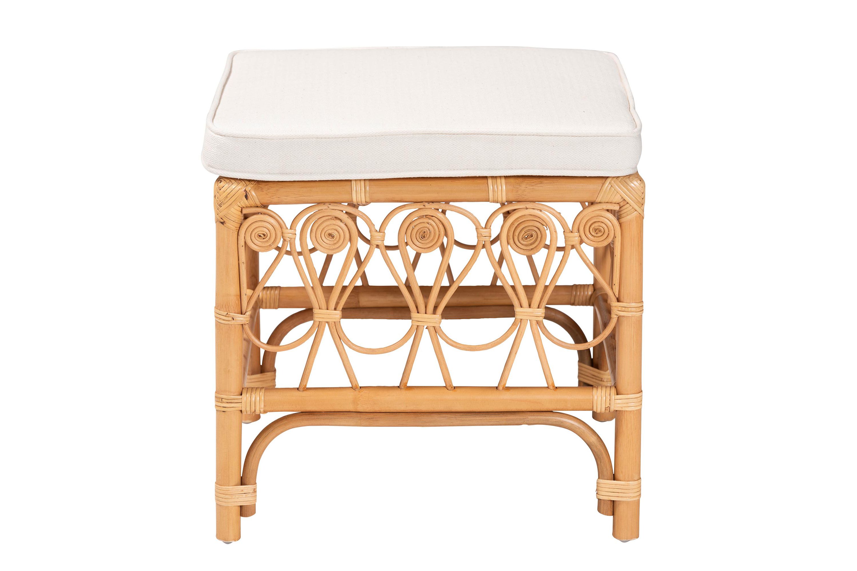 Ibiza Modern bohemian Natural Rattan Footstool