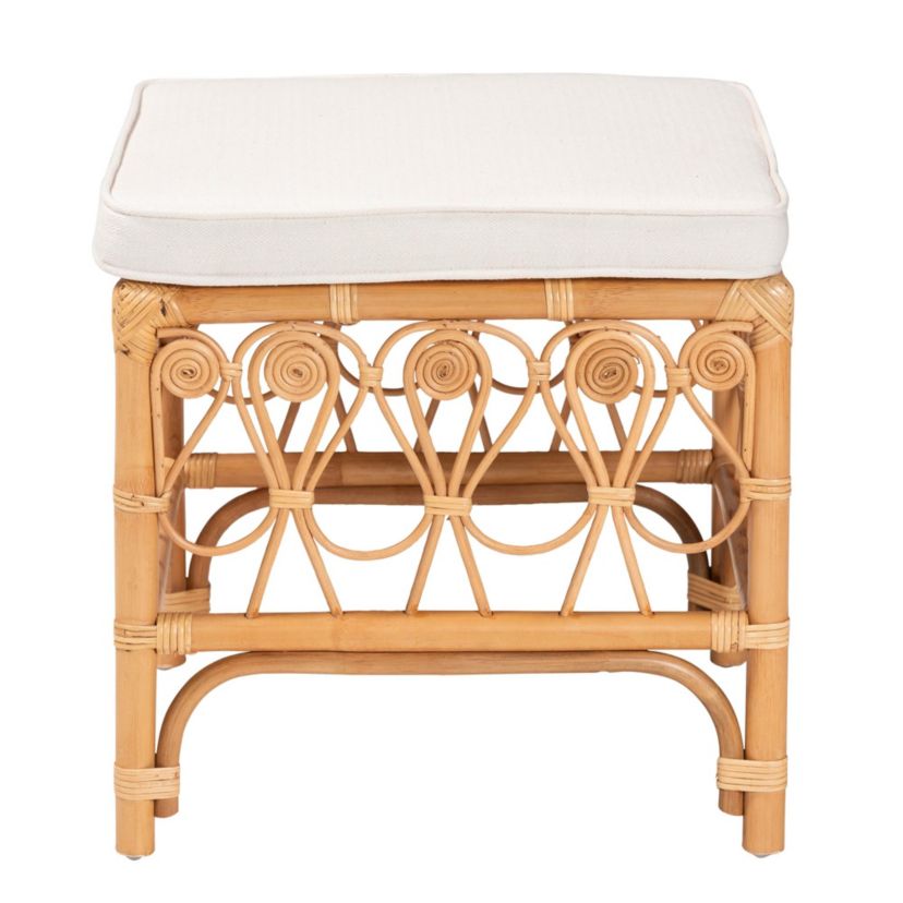 Ibiza Modern bohemian Natural Rattan Footstool