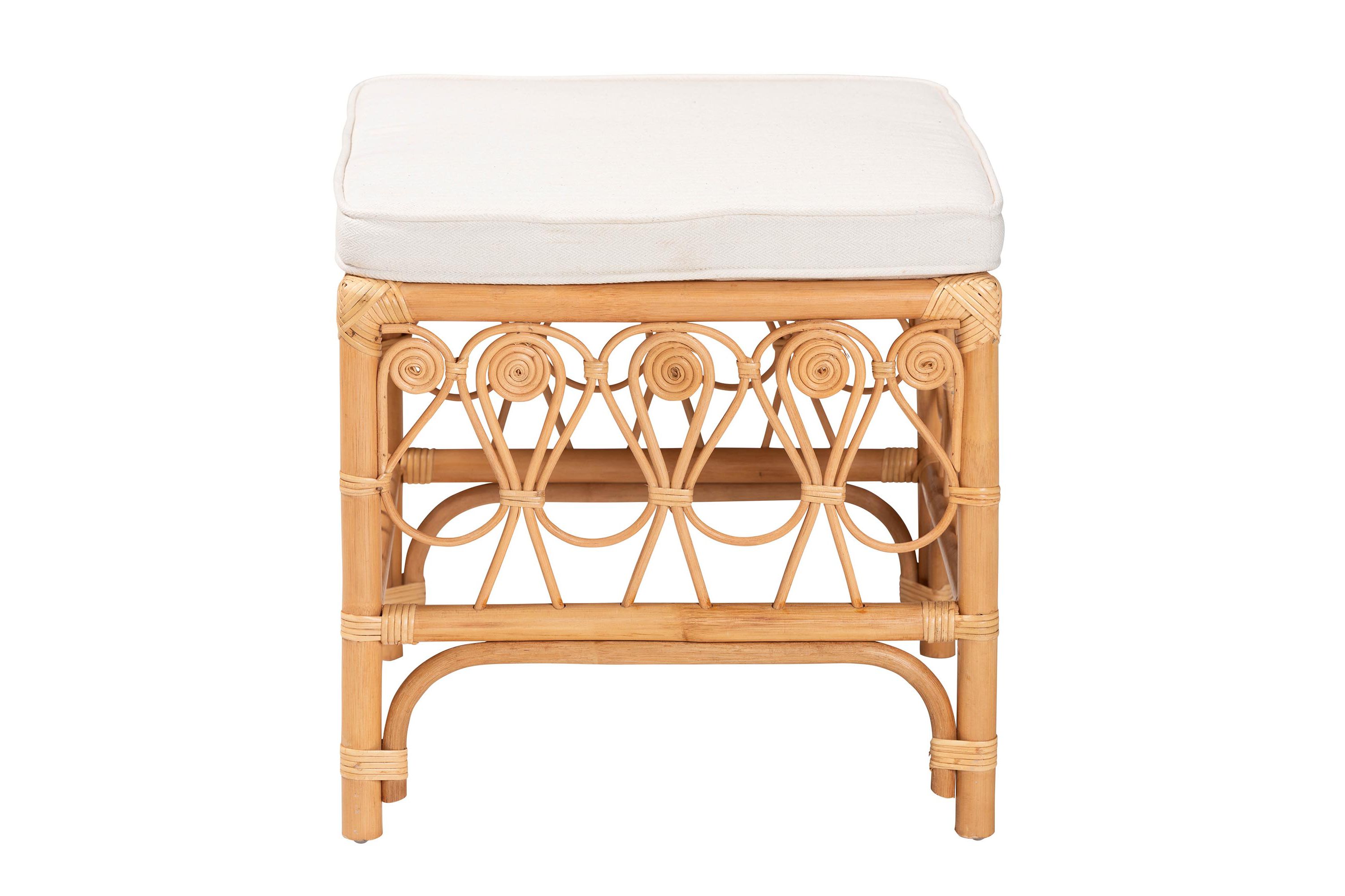 Ibiza Modern bohemian Natural Rattan Footstool