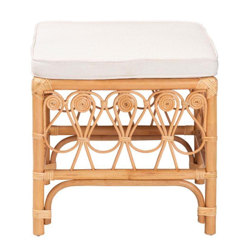 Ibiza Modern bohemian Natural Rattan Footstool