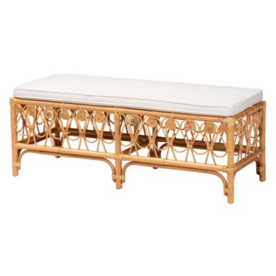bali & pari Ibiza Modern bohemian Natural Rattan Accent Bench