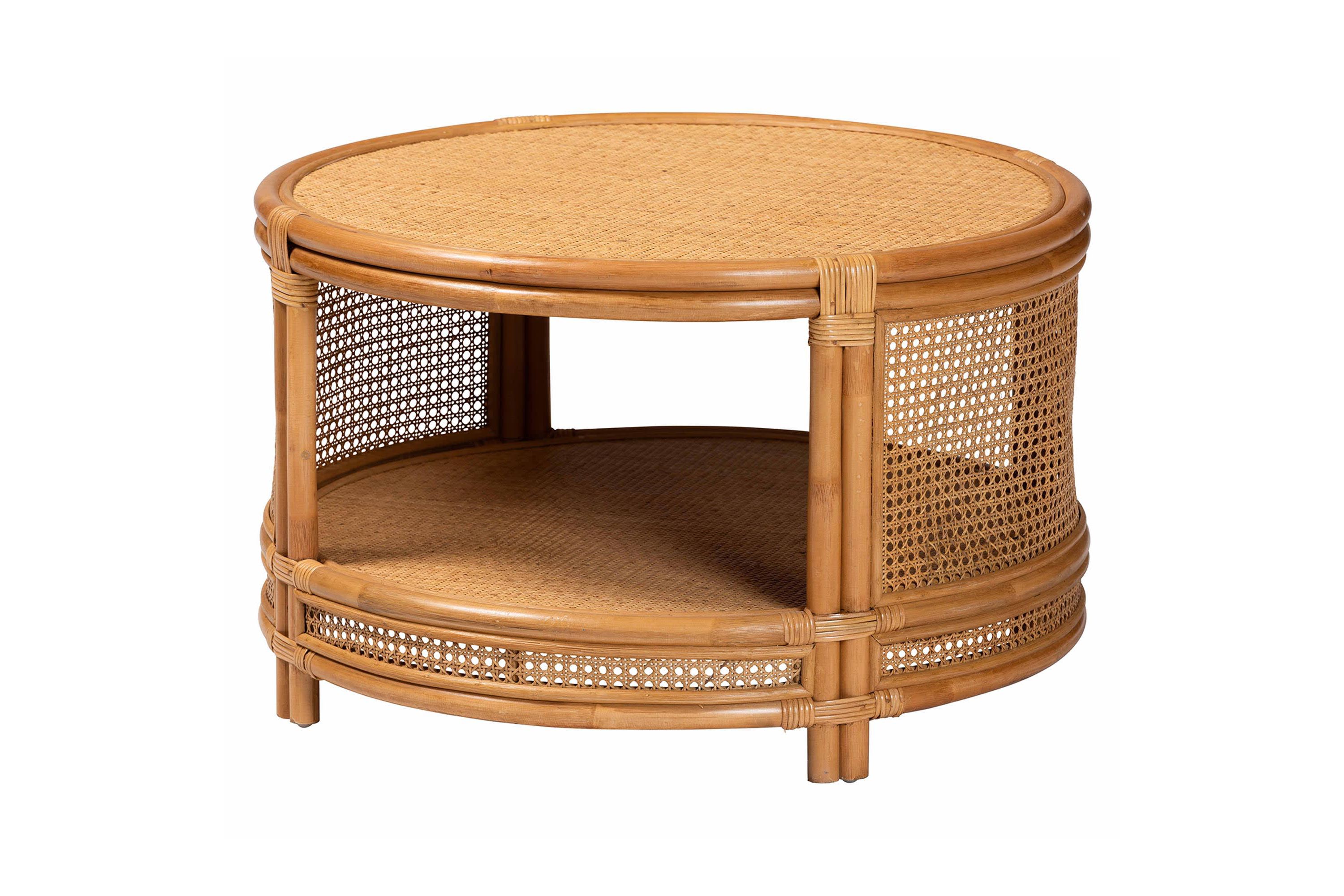 Louis Modern Bohemian Natural Rattan Coffee Table