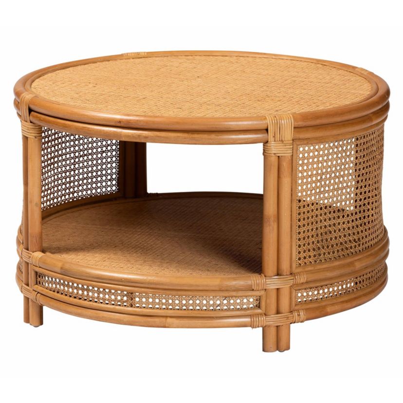 Louis Modern Bohemian Natural Rattan Coffee Table