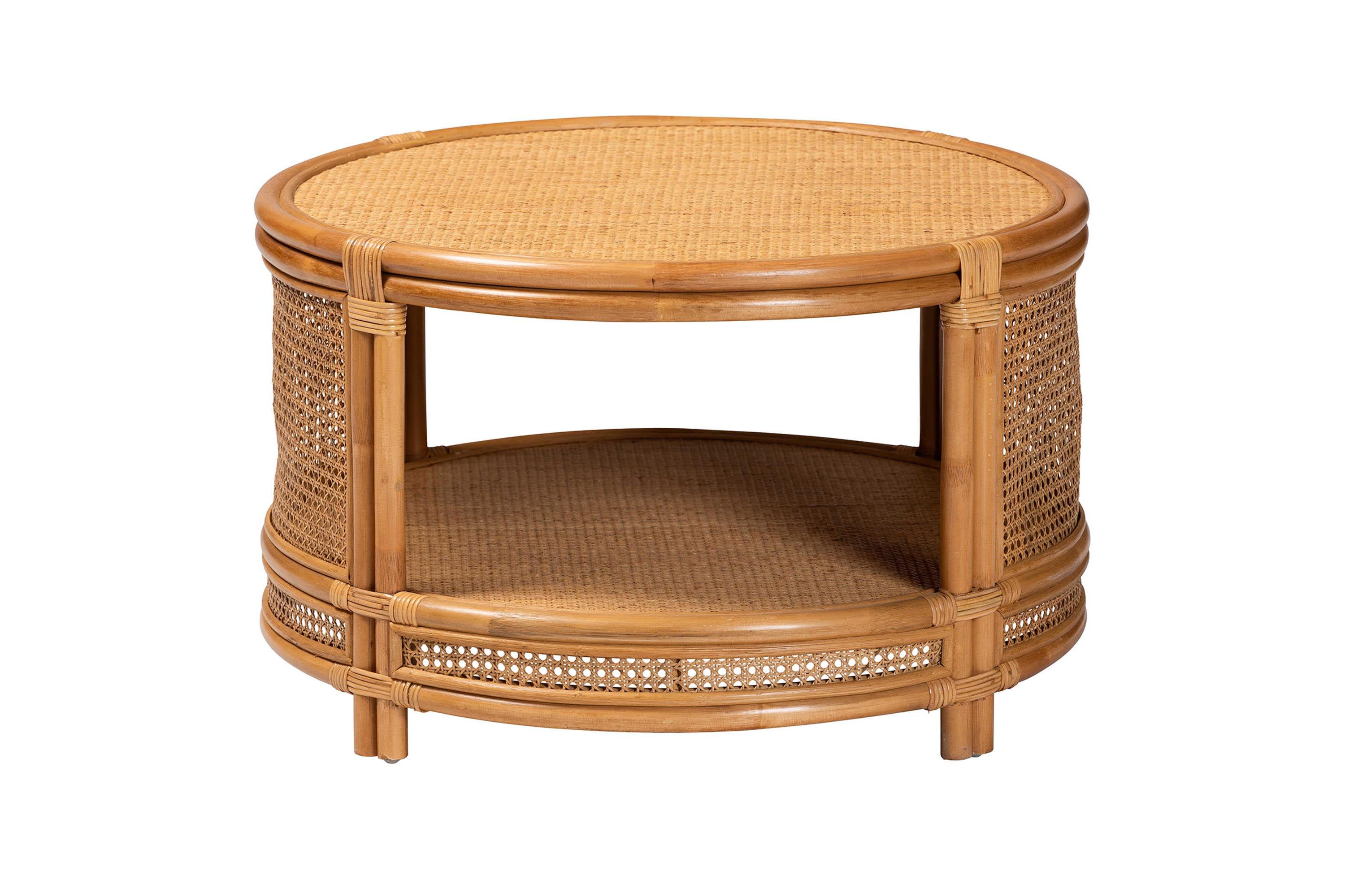 Louis Modern Bohemian Natural Rattan Coffee Table