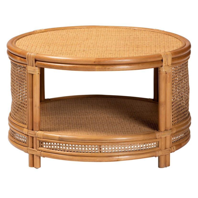Louis Modern Bohemian Natural Rattan Coffee Table