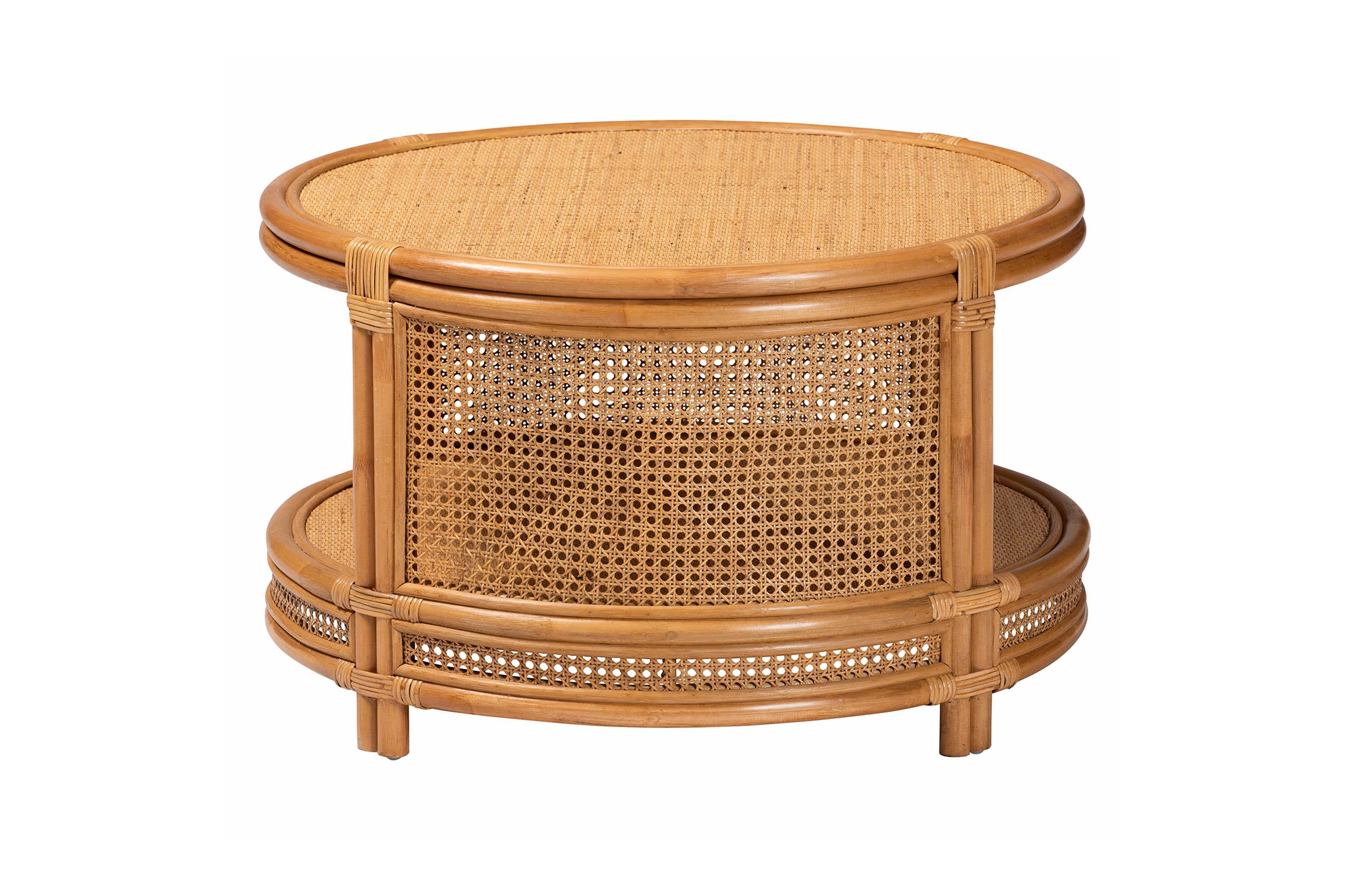 Louis Modern Bohemian Natural Rattan Coffee Table