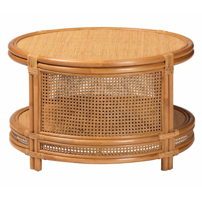 Louis Modern Bohemian Natural Rattan Coffee Table