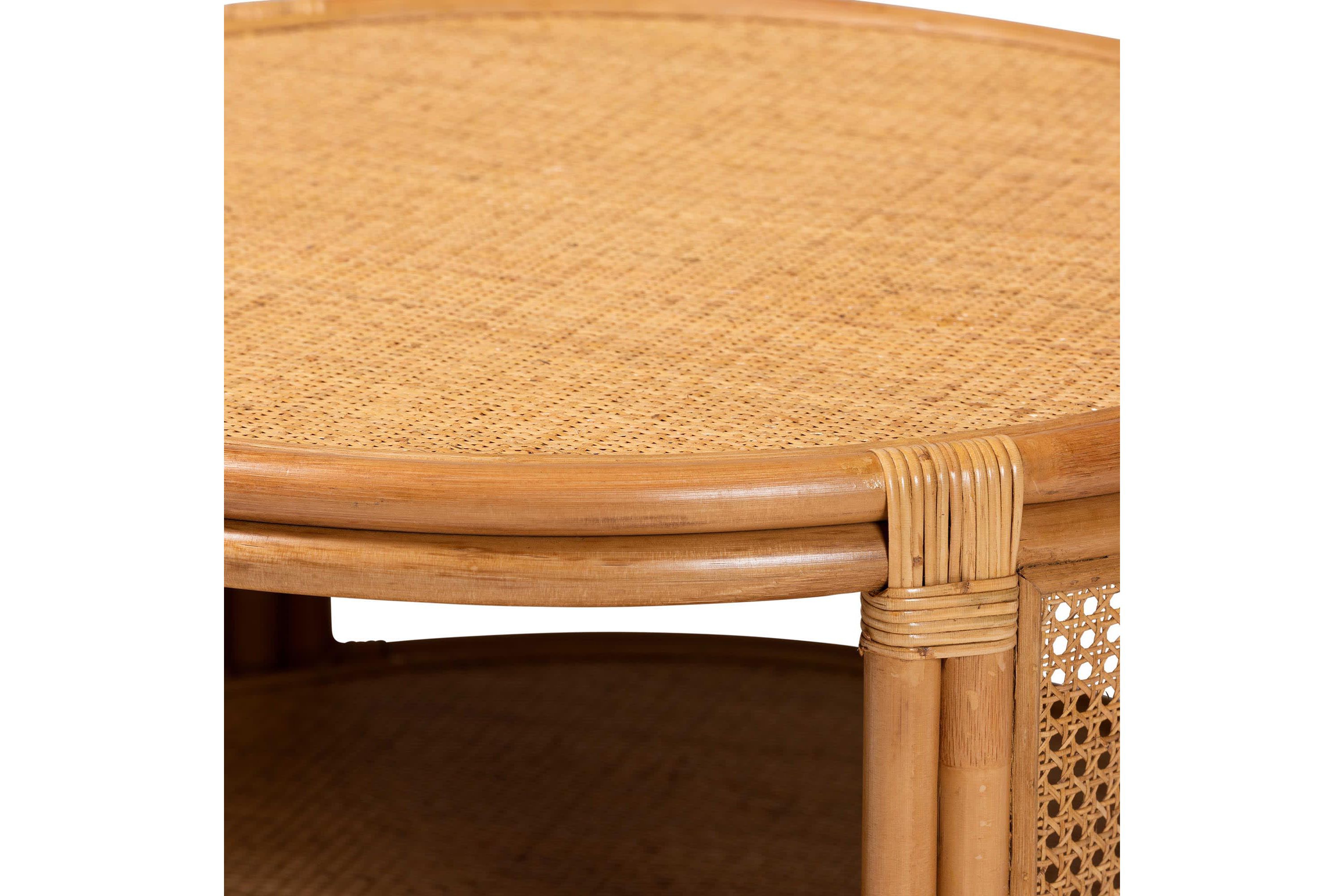 Louis Modern Bohemian Natural Rattan Coffee Table