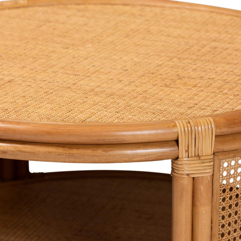 Louis Modern Bohemian Natural Rattan Coffee Table