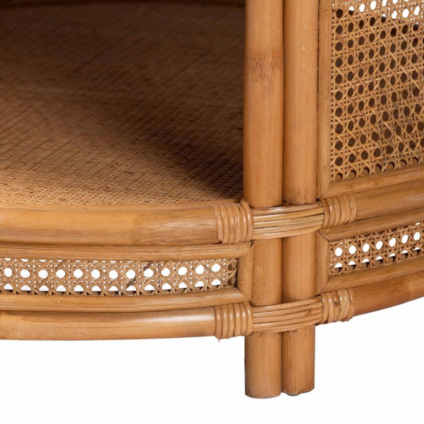 Louis Modern Bohemian Natural Rattan Coffee Table