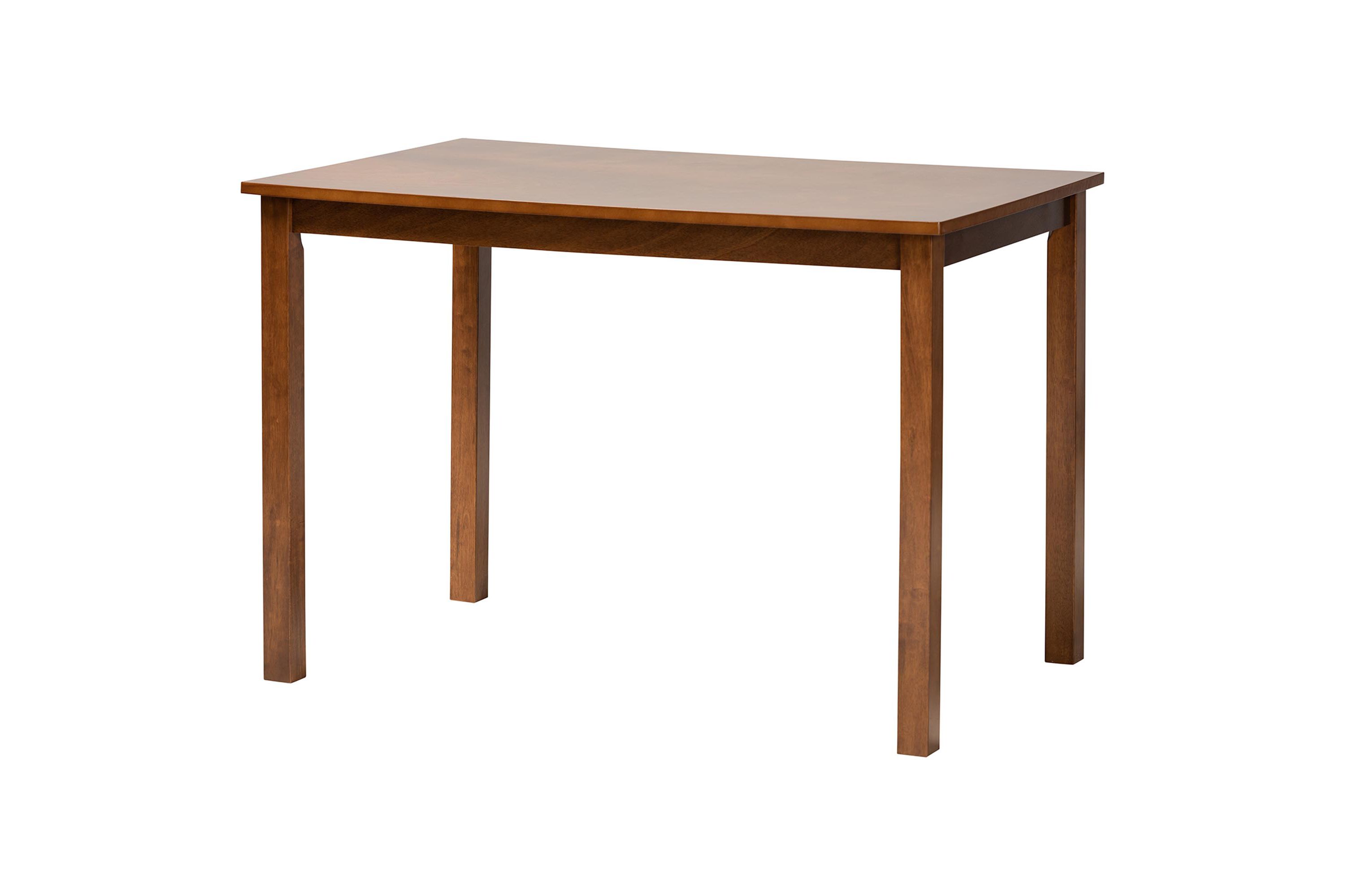 Jeriah Mid-Century Modern Walnut Brown Finished Wood and Woven Rattan 5-Piece Dining Set