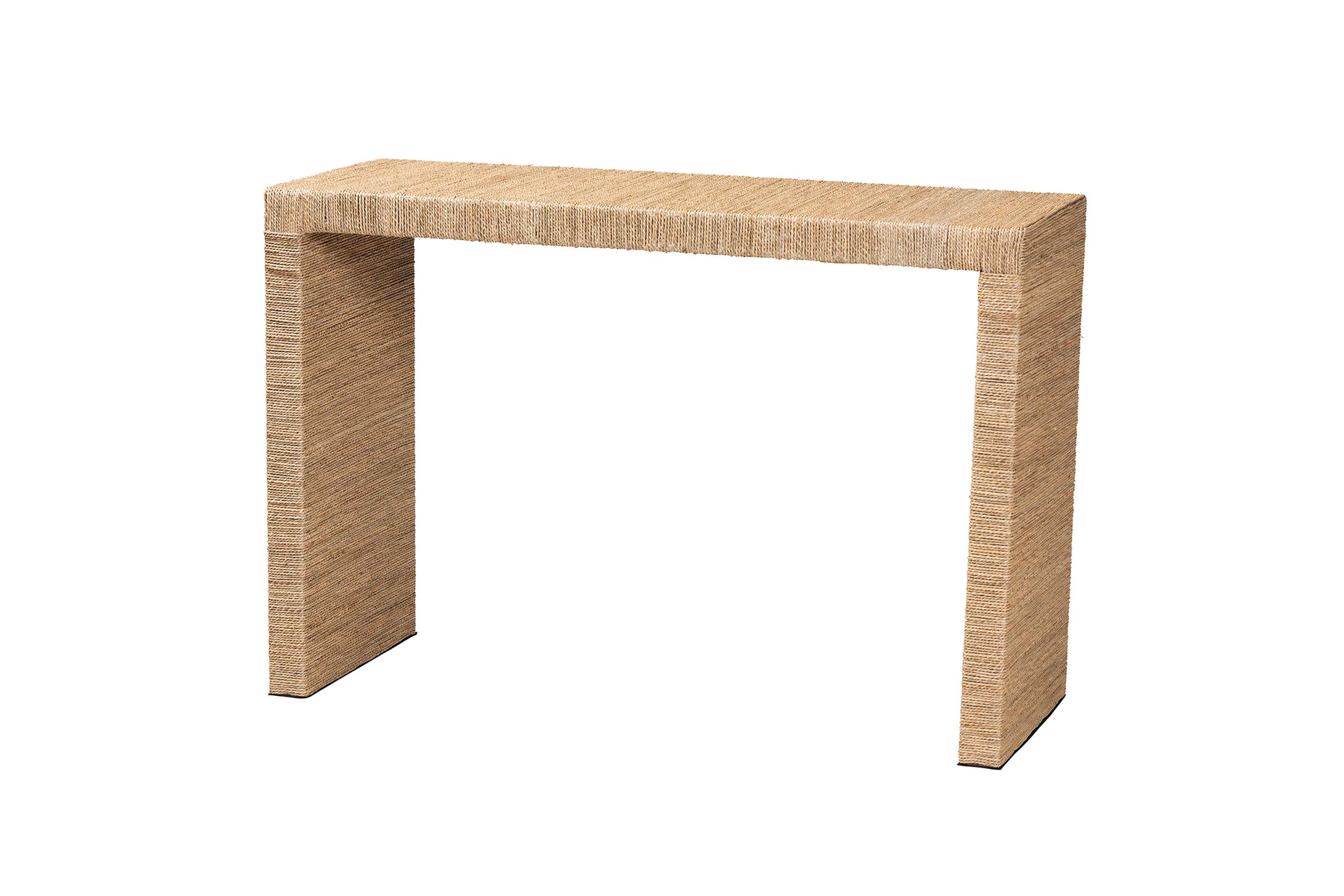 Colandra Modern Bohemian Natural Seagrass Console Table