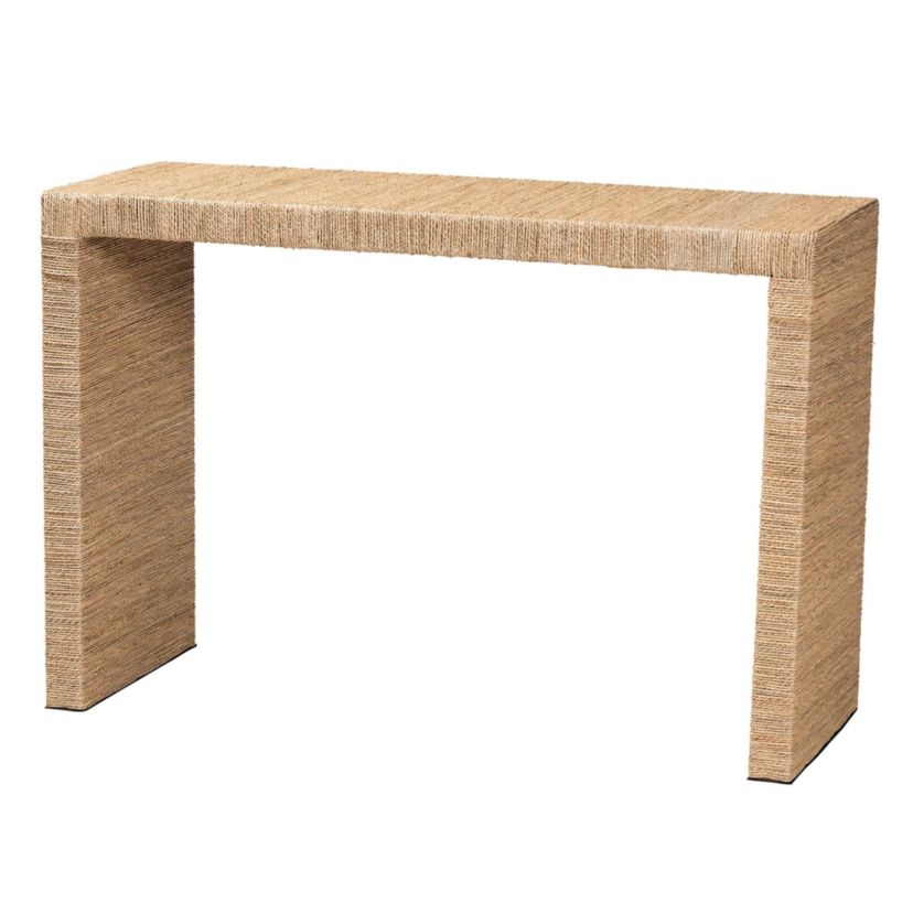 Colandra Modern Bohemian Natural Seagrass Console Table