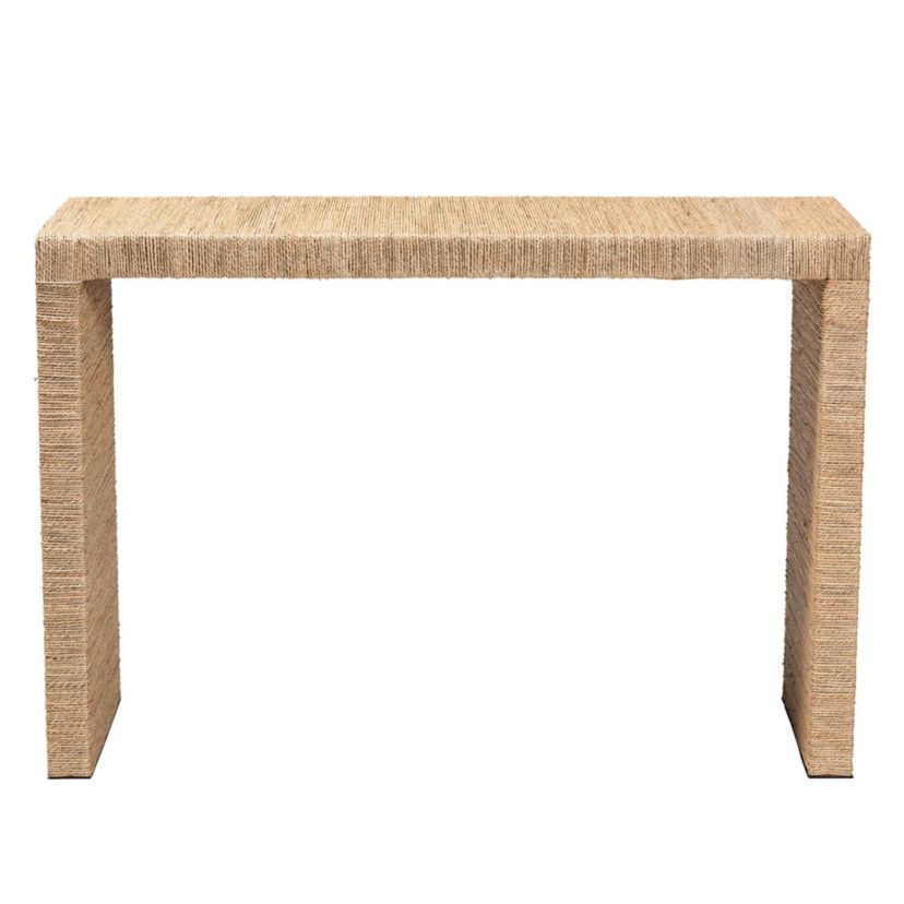 Colandra Modern Bohemian Natural Seagrass Console Table