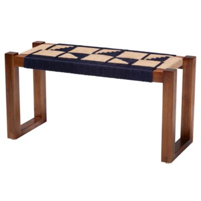 bali & pari Jerilyn Modern Bohemian Two-Tone Seagrass and Acacia Wood Accent Bench