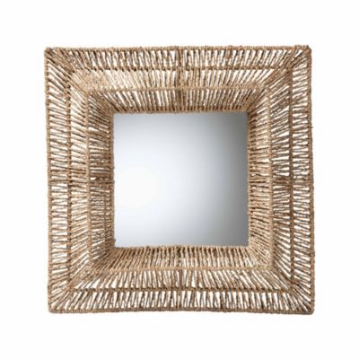 bali & pari Collice Modern Bohemian Metal and Natural Seagrass Wall Accent Mirror