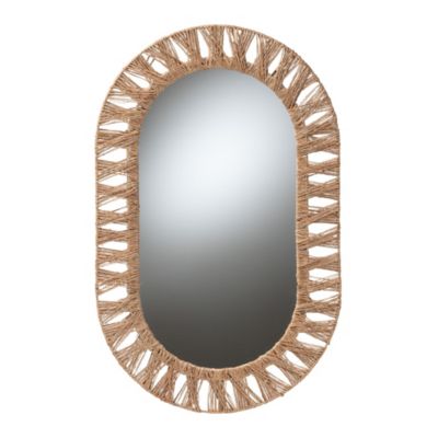 bali & pari Geona Modern Bohemian Metal and Seagrass Wall Accent Mirror