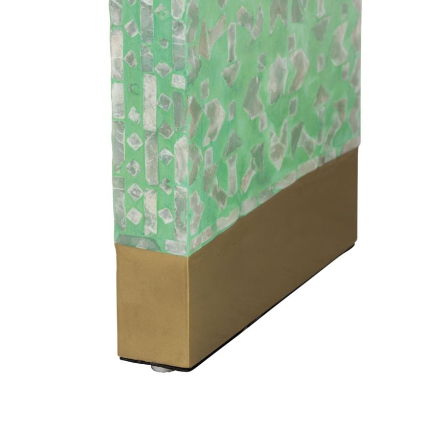 Didrika Modern Bohemian Seafoam Green Mother of Pearl Console Table