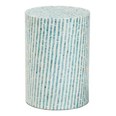 Baxton Studio Draven Modern Bohemian Mosaic Blue Mother of Pearl End Table