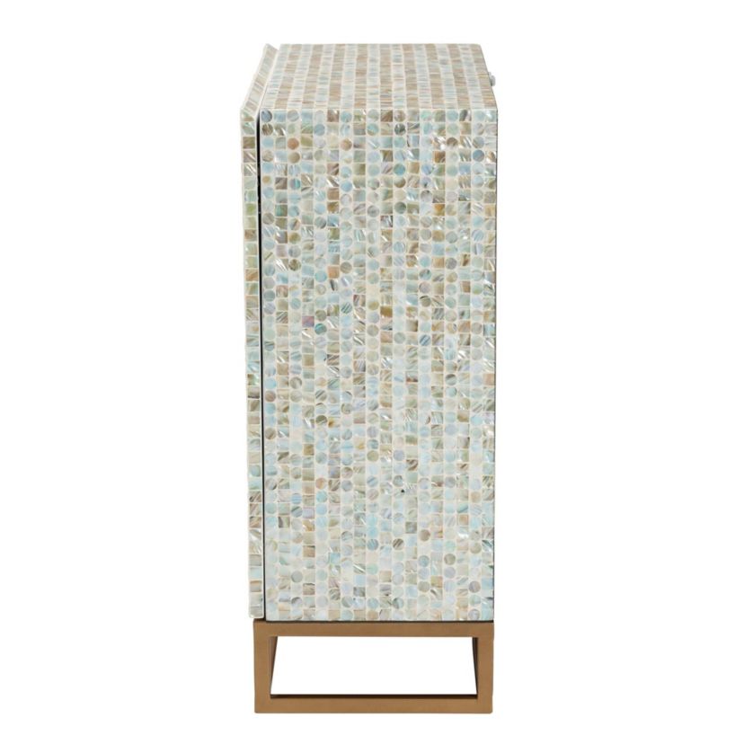 Quintus Modern Bohemian Mosaic Multicolor Mother of Pearl Storage Cabinet