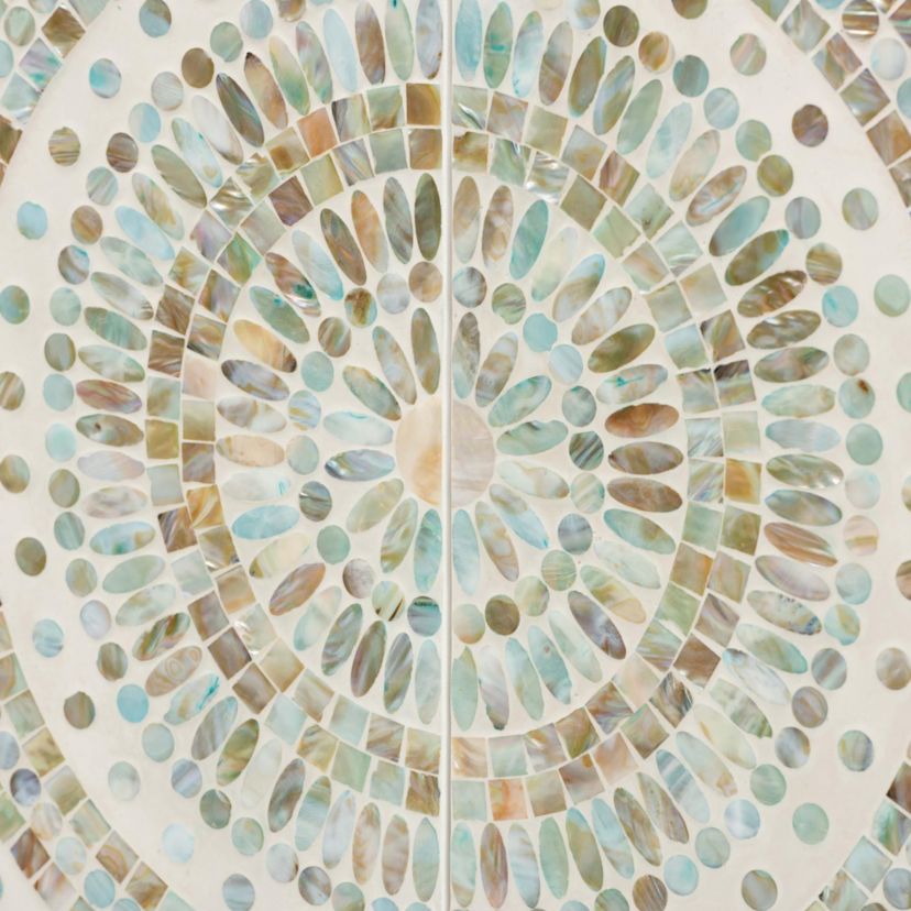Quintus Modern Bohemian Mosaic Multicolor Mother of Pearl Storage Cabinet