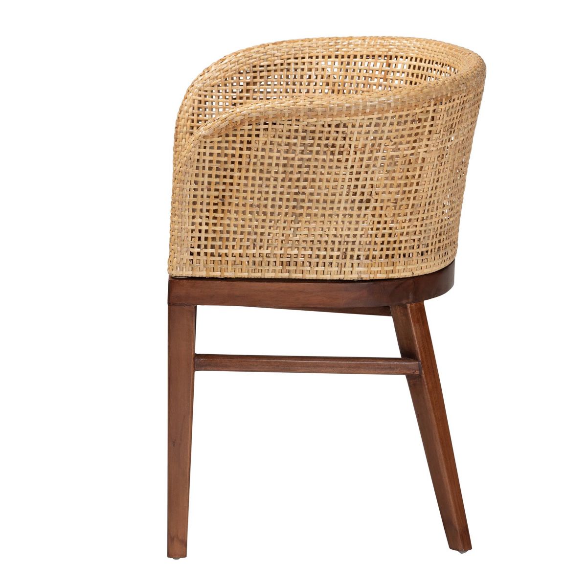 Papua Modern Bohemian Natural Rattan and Brown Acacia Wood Dining Chair