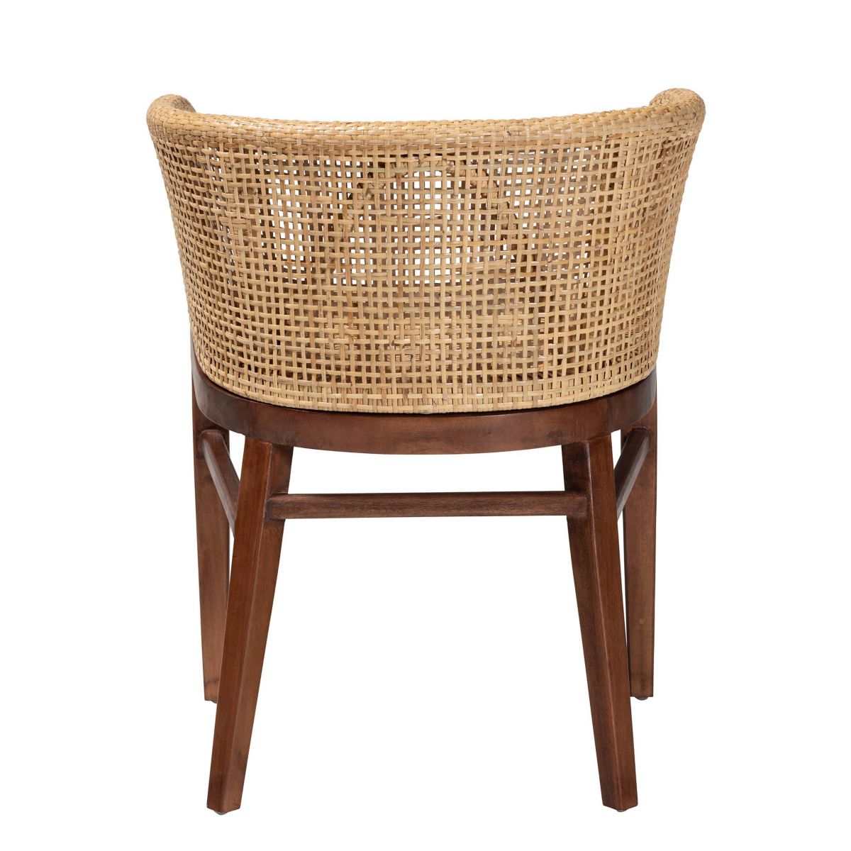 Papua Modern Bohemian Natural Rattan and Brown Acacia Wood Dining Chair