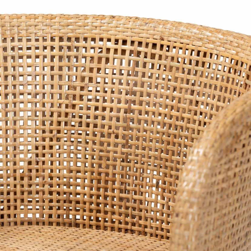 Papua Modern Bohemian Natural Rattan and Brown Acacia Wood Dining Chair