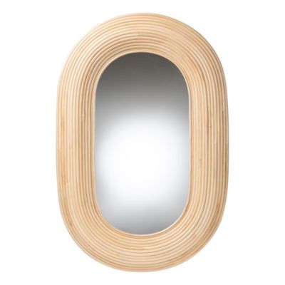 bali & pari Drucilla Modern Bohemian Natural Rattan Oval Wall Accent Mirror
