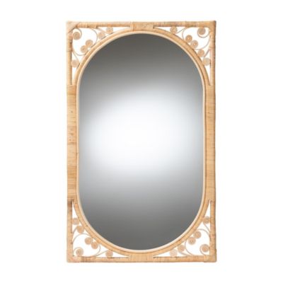 bali & pari Isley Modern Bohemian Natural Rattan Wall Accent Mirror