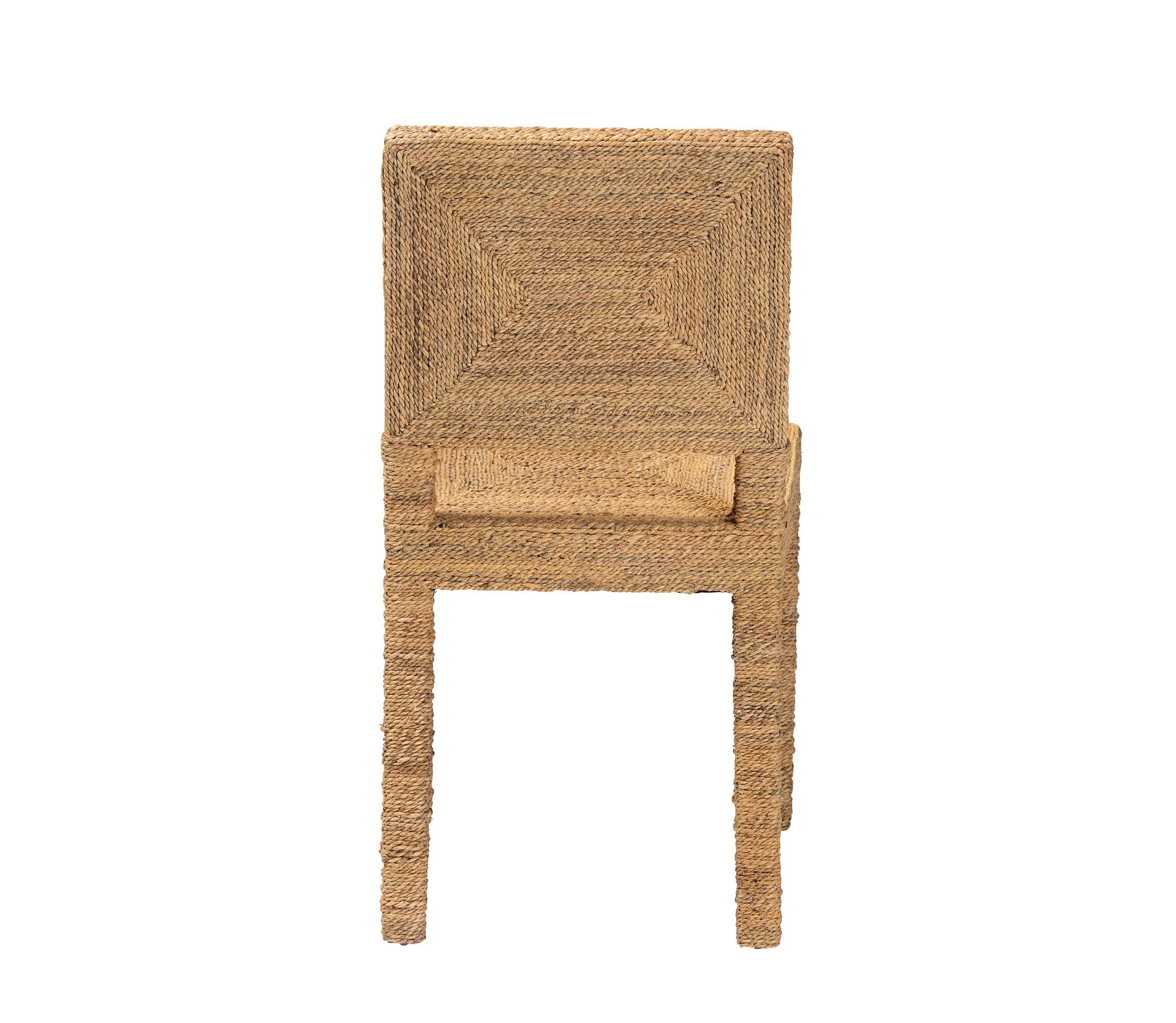 Anfield Modern Bohemian Natural Seagrass and Mahogany Wood Dining Chair