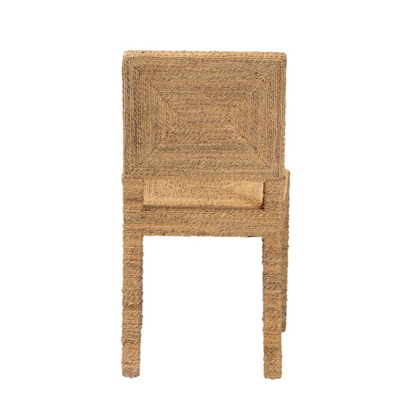 Anfield Modern Bohemian Natural Seagrass and Mahogany Wood Dining Chair