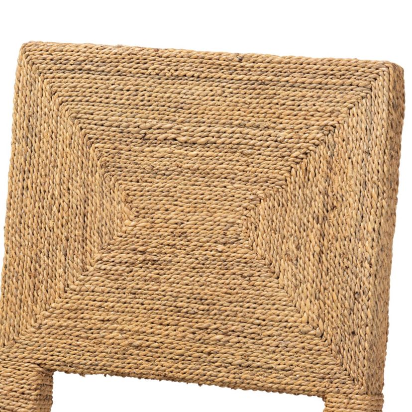Anfield Modern Bohemian Natural Seagrass and Mahogany Wood Dining Chair