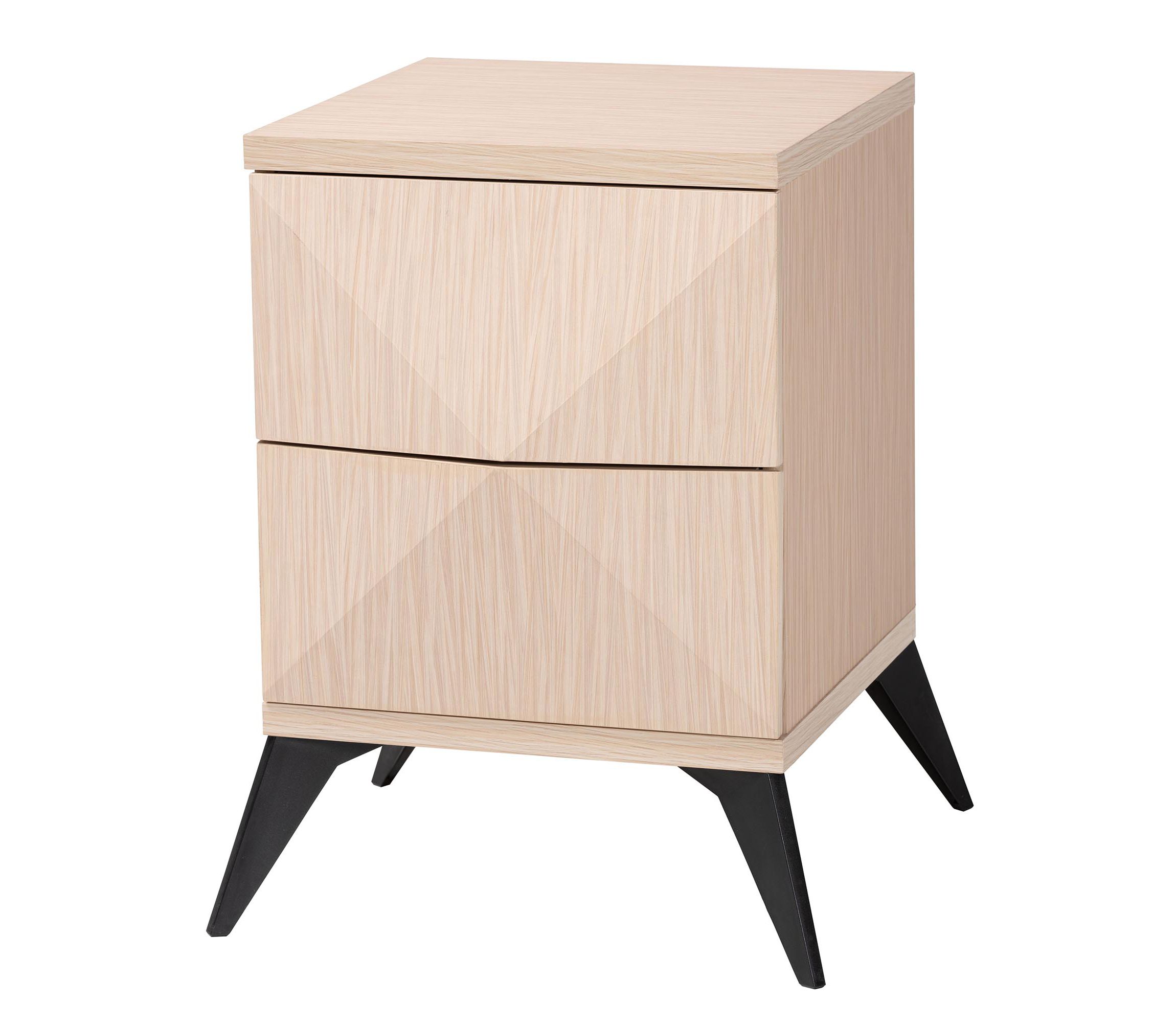 Draper Mid-Century Modern Two-Tone Light Brown and Black Wood 2-Drawer Nightstand