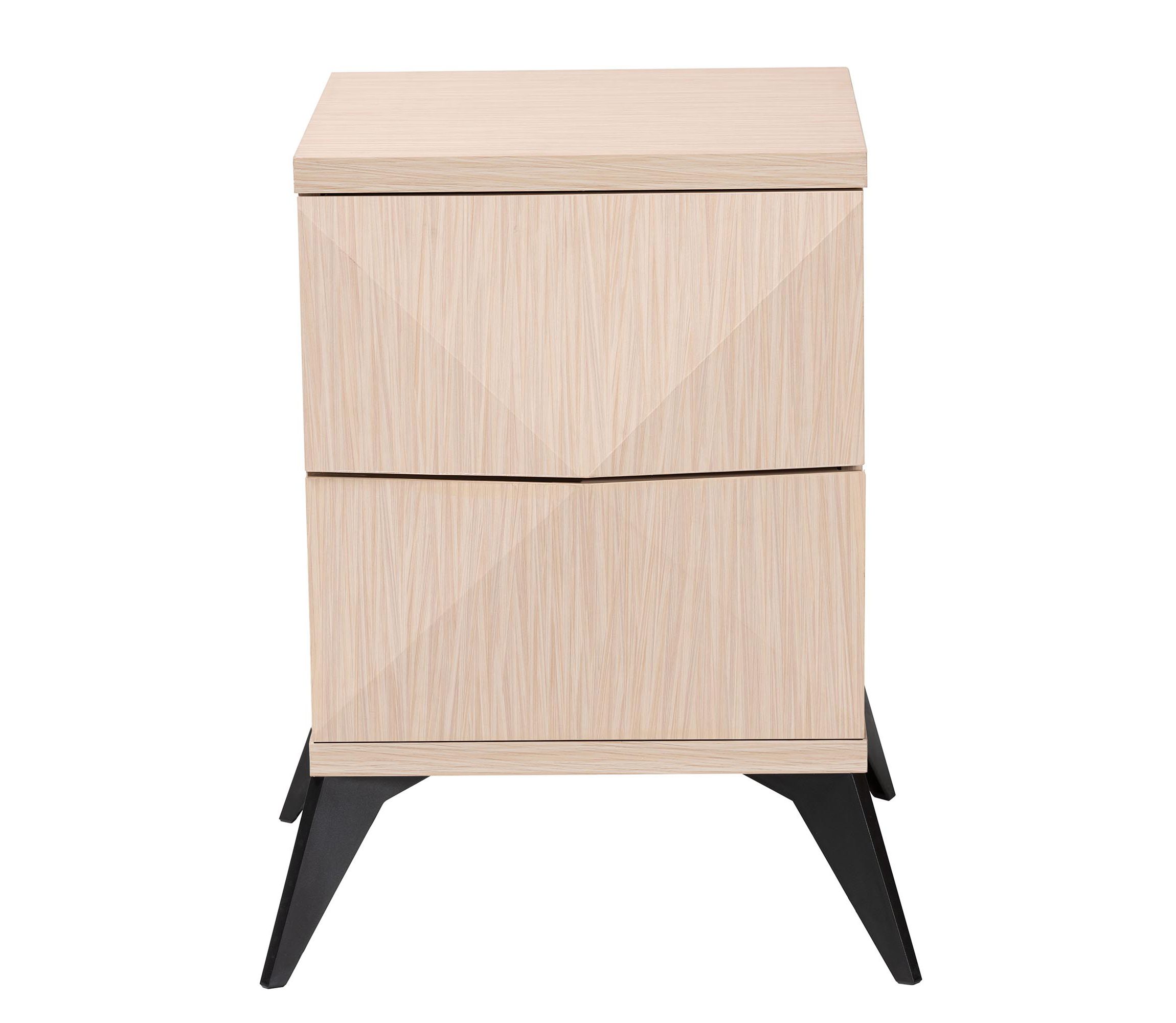 Draper Mid-Century Modern Two-Tone Light Brown and Black Wood 2-Drawer Nightstand