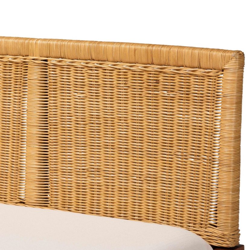 Tabanan Modern Bohemian Natural Brown Rattan and Brown Acacia Wood 3-Piece Dining Nook set