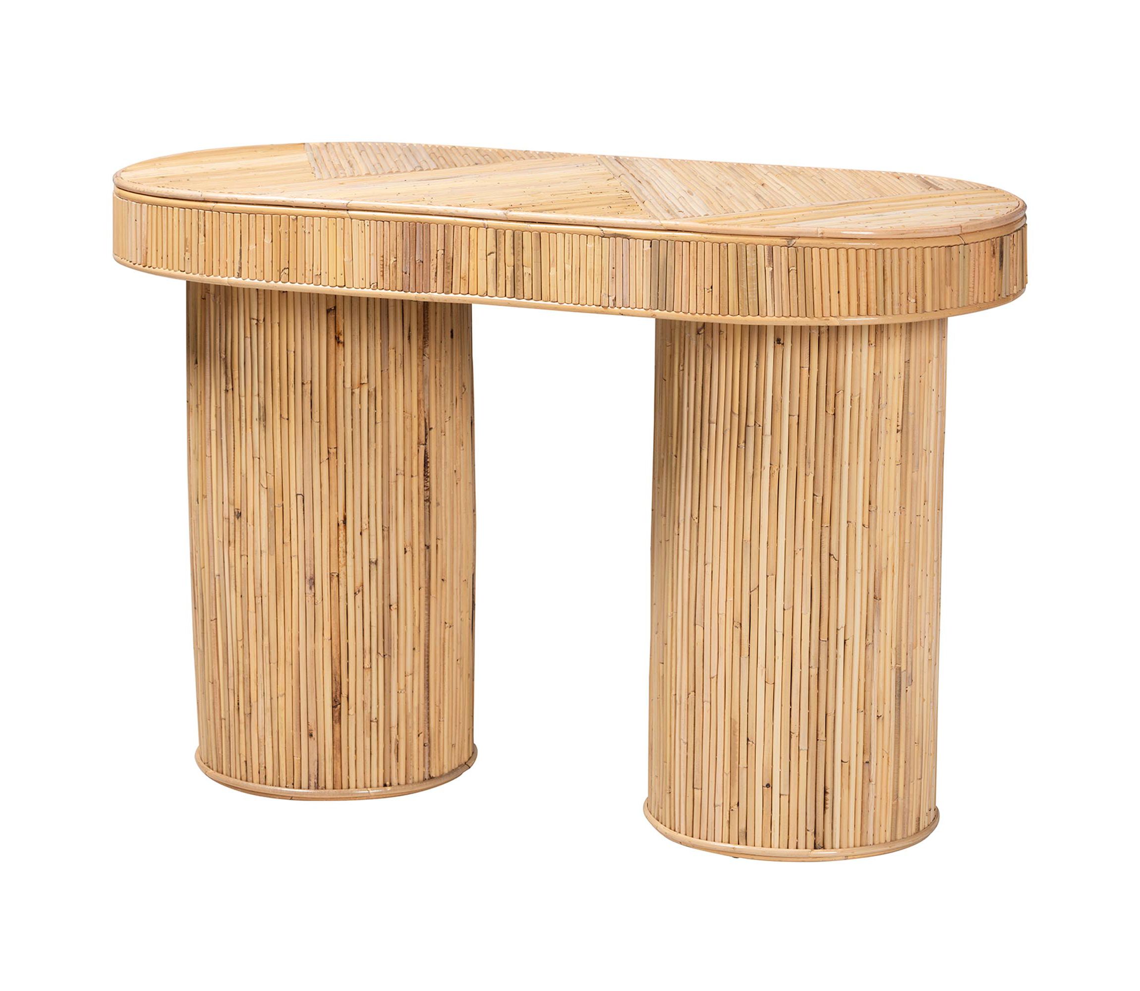 Iryna Modern Bohemian Natural Rattan Console Table