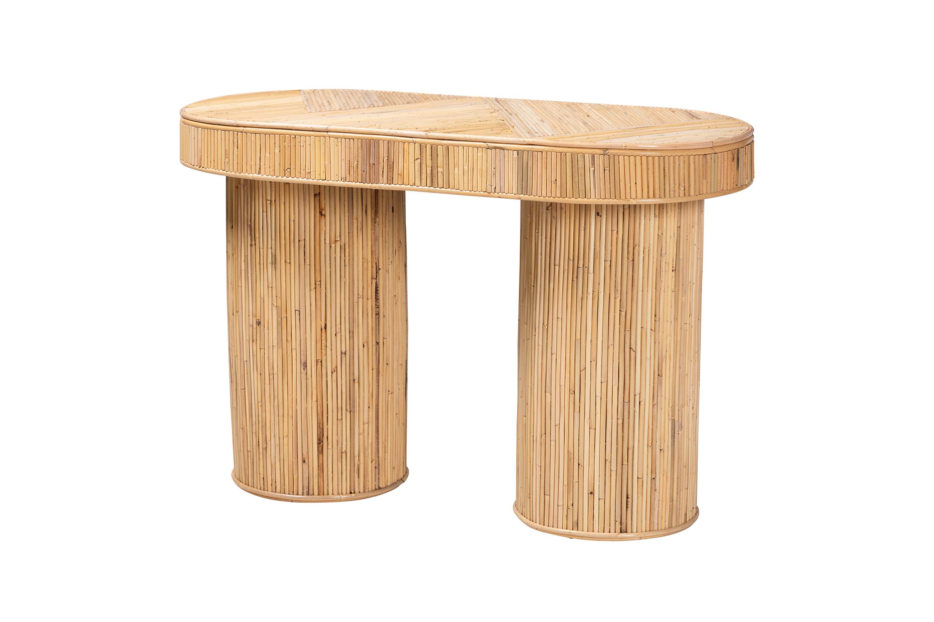 Iryna Modern Bohemian Natural Rattan Console Table