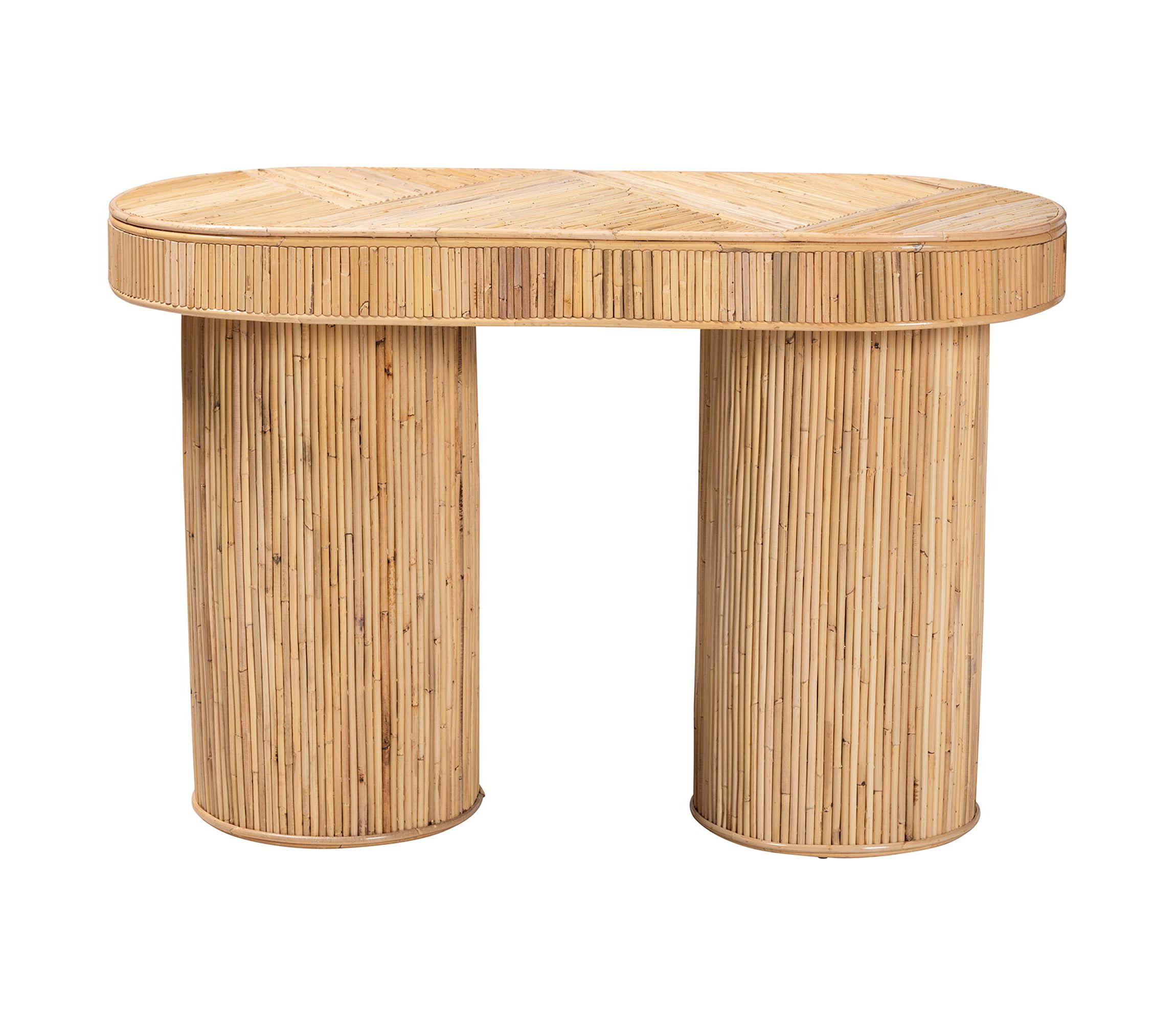 Iryna Modern Bohemian Natural Rattan Console Table