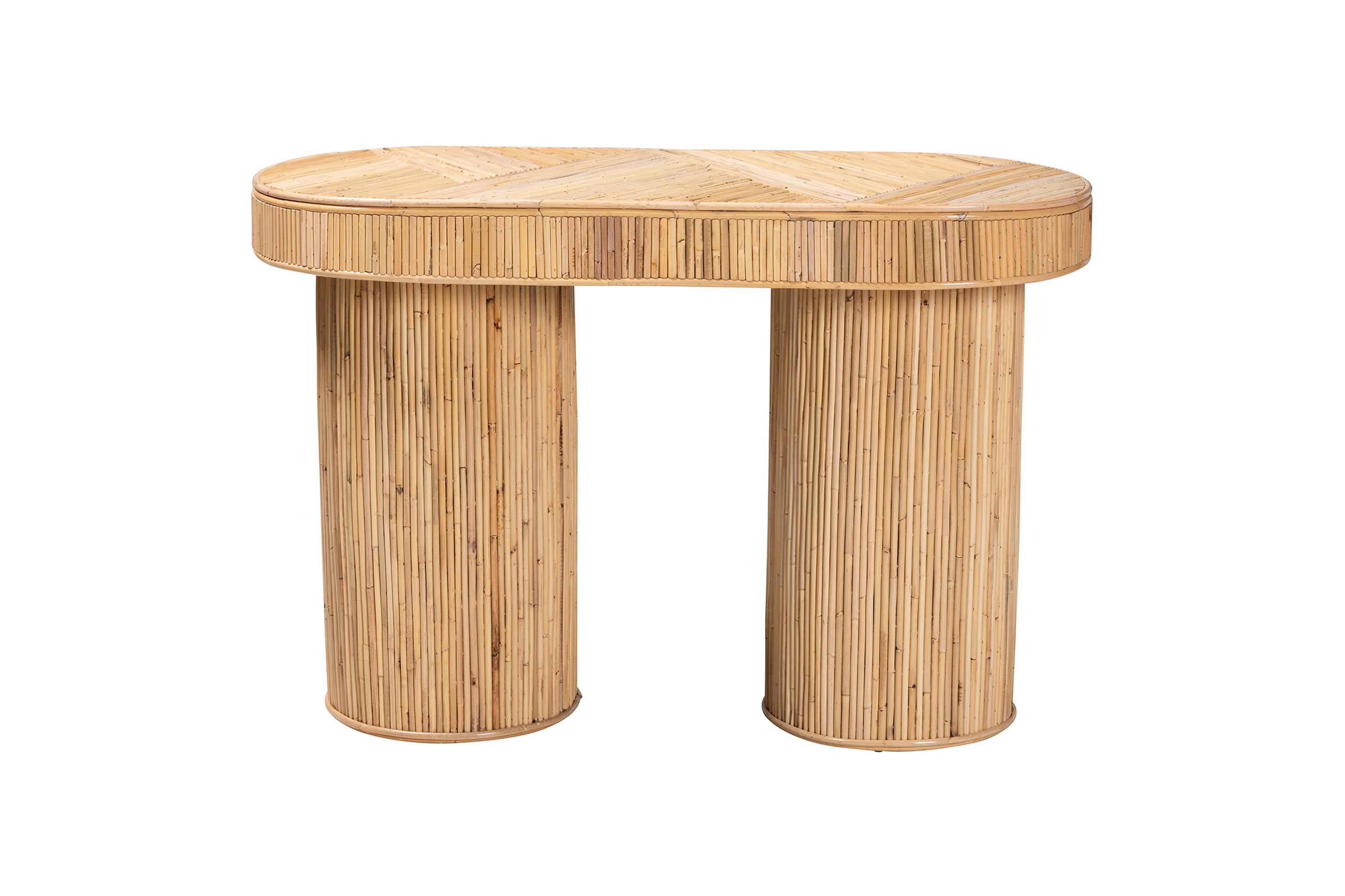 Iryna Modern Bohemian Natural Rattan Console Table