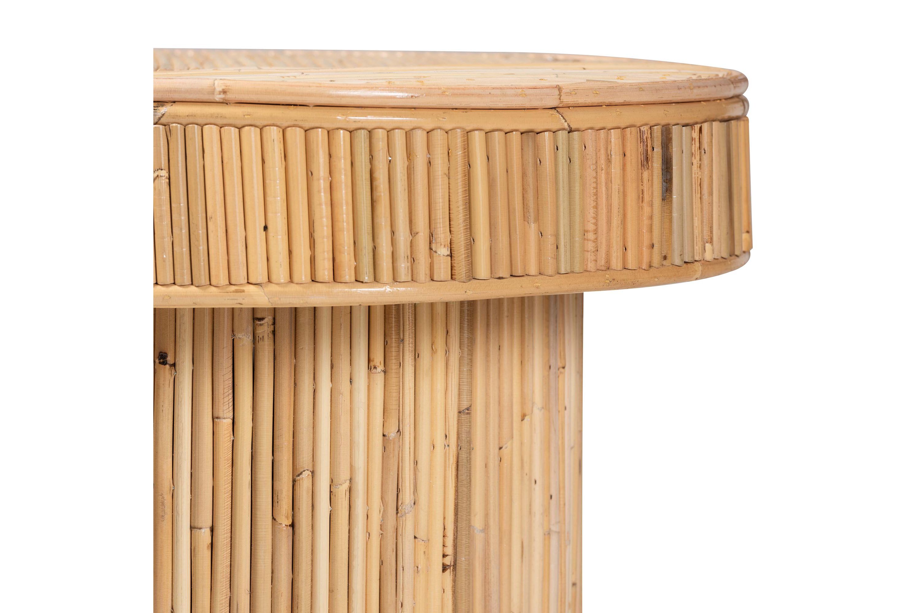 Iryna Modern Bohemian Natural Rattan Console Table