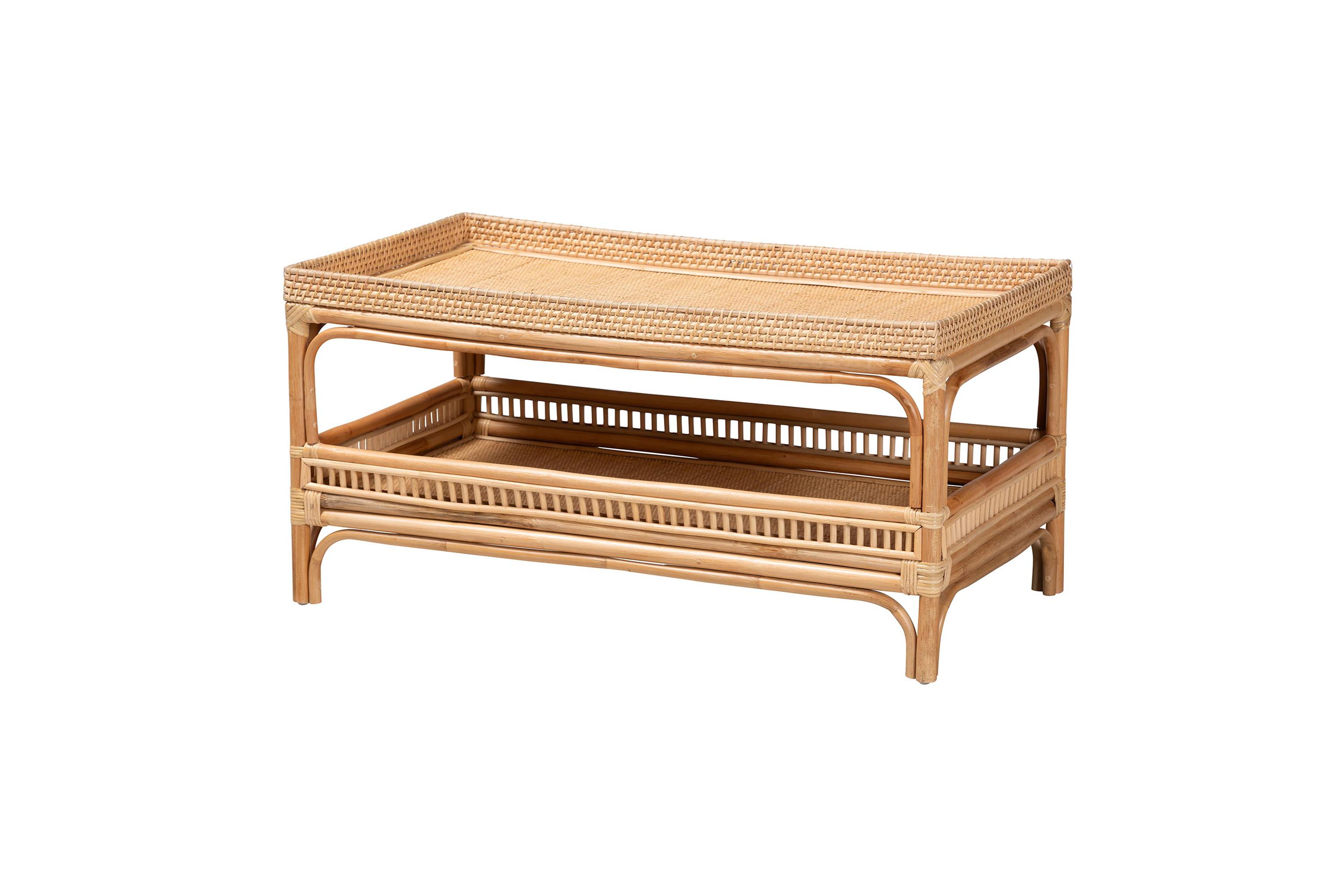 Lombok Modern Bohemian Natural Rattan Coffee Table