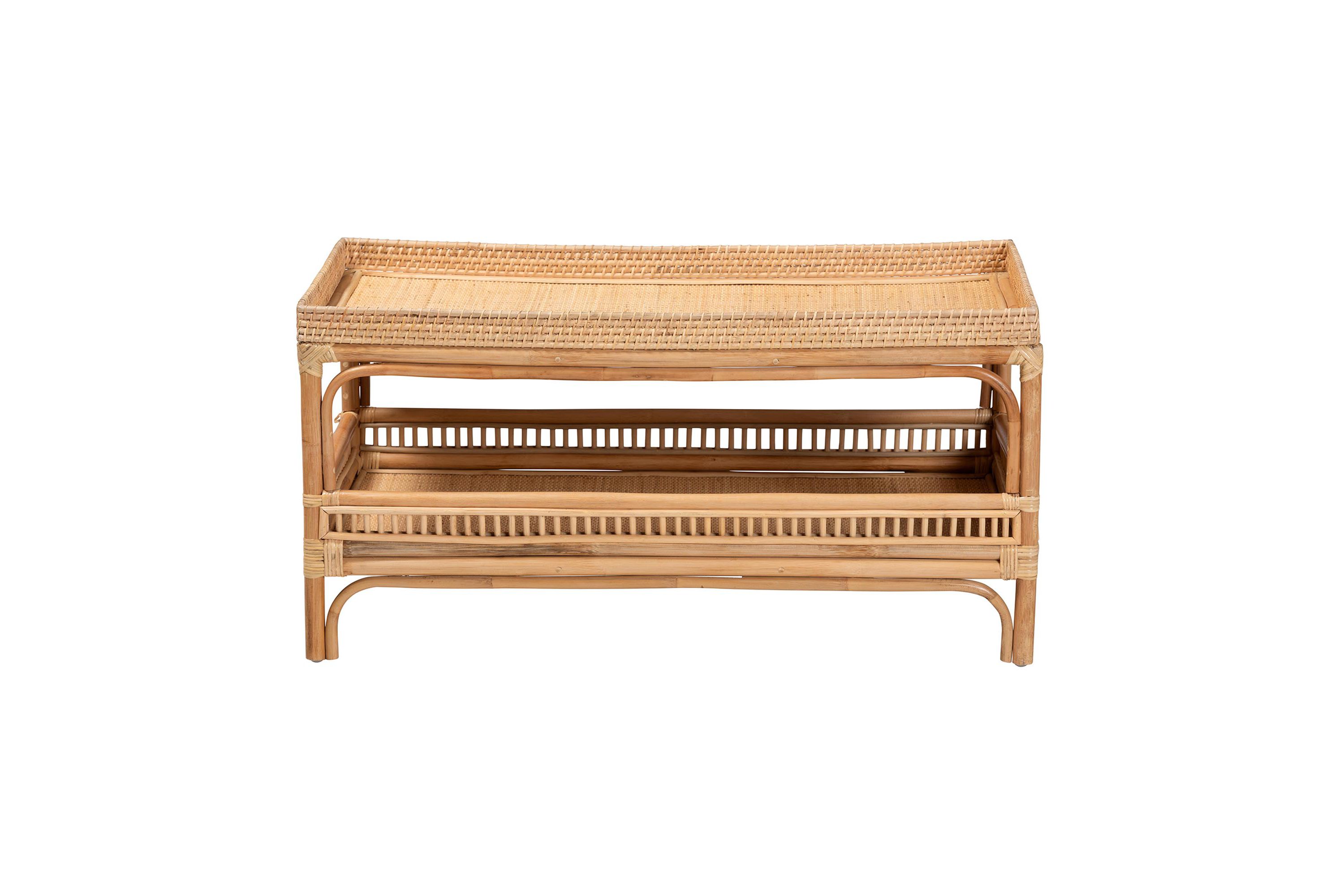 Lombok Modern Bohemian Natural Rattan Coffee Table